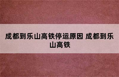 成都到乐山高铁停运原因 成都到乐山高铁